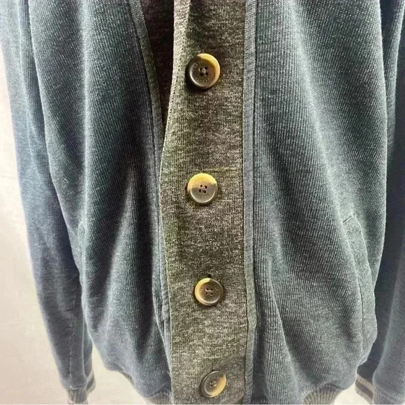 Chevignon Sweater Cardigan Blue &  Gray Winter Button Grey Warm Medium Jacket - Picture 3 of 9